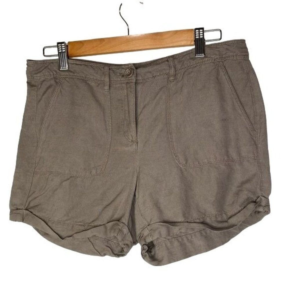 Loft Ann Taylor, ladies linen blend shorts, brown taupe, color, size 4